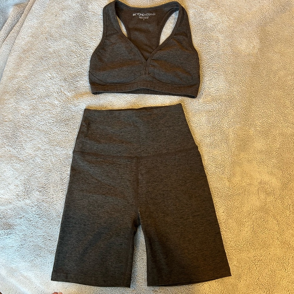 Beyond Yoga Bike Shorts and Bra Set